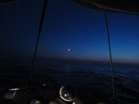 Nattvakt på Nordsjön. Vi är nu på väg från Lerwick till Utsira. Det var en vacker natt med lite månsken.